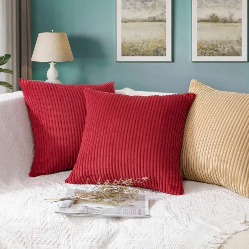 Miniatura 268 de Artscope Fundas de Almohada de Pana a Rayas Acogedoras Súper Suaves Decorativas Cuadradas Fundas de Cojín para Sofá Sillón Dormitorio Decoración