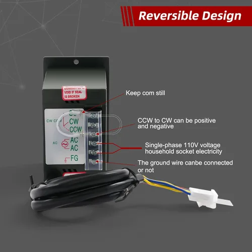 Miniatura 4 de Motor eléctrico monofásico de 110 V, 90 W, 27 RPM, motor eléctrico monofásico con controlador de velocidad variable ajustable, motor con engranaje
