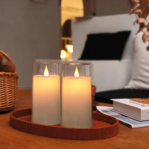 Miniatura 4 de 5plots Velas LED de Pilar con Efecto Radiante sin Llama Parpadeantes de Color Blanco Puro de 3" x 6" con Carcasa Transparente, de Vidrio Irrompible