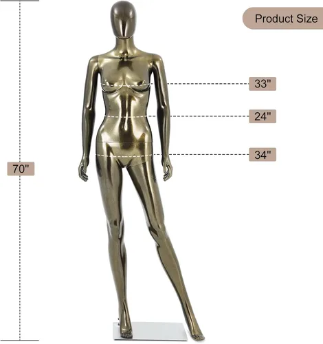 Miniatura 2 de Maniquí femenino de cuerpo completo Bronce- Forma de vestido ajustable Maniquí de exhibición de la ropa Forma de plástico Maniequins desmontable