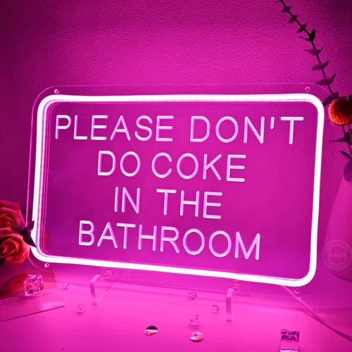 Planzo Letrero de neón LED rosa con texto en inglés «Please Don't Do Coke In The Bath» para el hogar, dormitorio, baño, sala de juegos, bar, tienda,