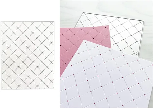 hinana Troqueles de metal rectangulares con agujero de corazón, agujero de rombo con fondo rectángulo, plantillas cortadas para álbumes de recortes,