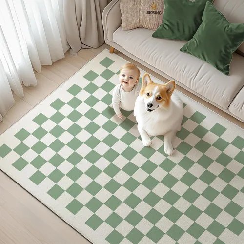 Miniatura 10 de Alfombra lavable de 3 x 5 pulgadas, diseño de tablero de ajedrez arcoíris colorido moderno, plegable, alfombra de área pequeña, de pelo bajo