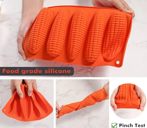 Miniatura 3 de Webake Juego de 2 moldes de silicona para pan de mazorca de maíz para hornear maíz para perros, pan de maíz del sur