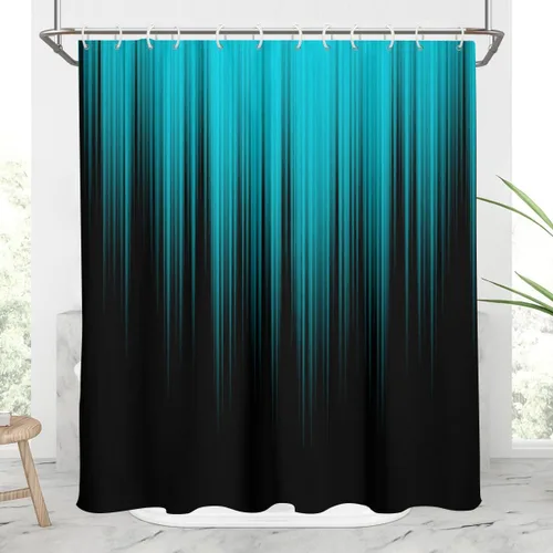 Miniatura 26 de AAtter - Cortina de ducha negra y gris con arte abstracto ombre gótico gótico estético para hombres, extra larga XL grande, de tela para decoración
