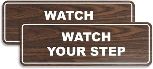 Miniatura 53 de Signs ByLITA Letrero estándar para pared o puerta con texto en inglés «Watch Your Step», señalización de salud y seguridad (negro), mediano