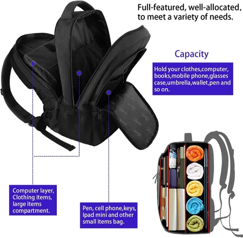Miniatura 7 de MATEIN - Mochila empresarial para laptop de 15.6 pulgadas, mochila de viaje con puerto de carga USB, resistente al agua, para trabajo, universidad