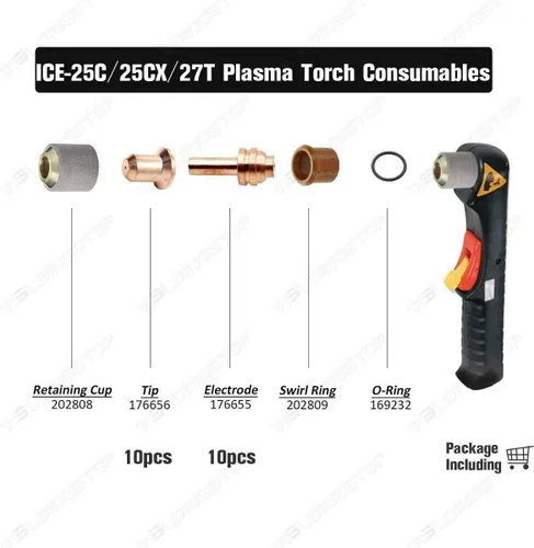 Miniatura 2 de WeldingStop 176655 176656 Kit para cortador de plasma Miller Spectrum 375 X-treme ICE-25C ICE-27C Antorcha WS consumibles OEM