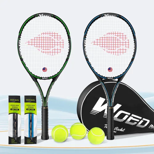 Miniatura 5 de Raqueta de tenis para 2 jugadores para adultos, perfecta para jugadores principiantes y profesionales, raqueta de tenis de velocidad de 27 pulgadas