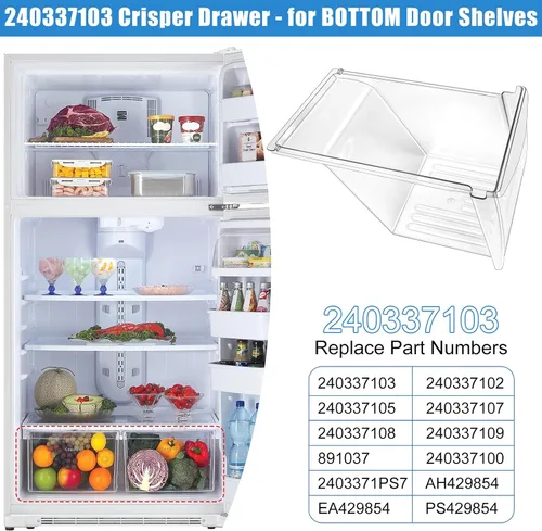 Miniatura 4 de Paquete de 2 cajones para nevera Kenmore 240337103 compatibles con repuesto de cajones Frigidaire 2403371 kenmore para refrigerador, repuesto