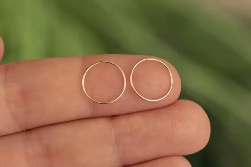 Miniatura 43 de Aretes de aro de oro de plata – Aretes de aro para mujer, dos piezas de aros de plata fina rellenos de oro, aro de hélice, anillo de tragus, aro