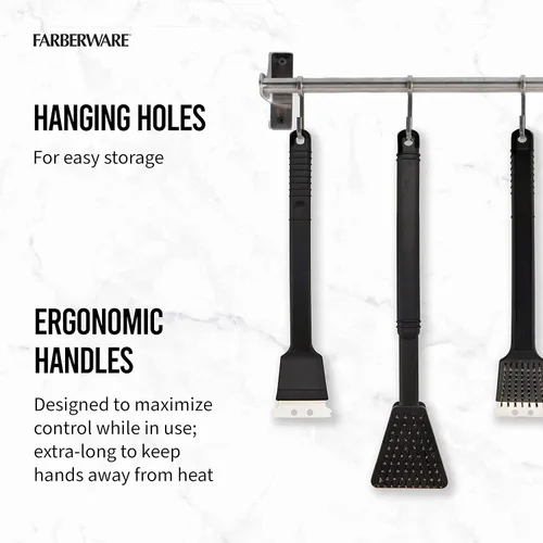 Miniatura 3 de Farberware Juego de 3 cepillos para parrilla, color negro