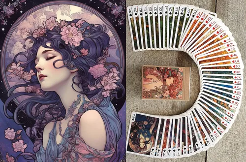 Miniatura 12 de Naipes de elegancia eduardiana (baraja de póquer 54 cartas todas diferentes) Hermosas damas con sombreros románticos vestidos salones y escenas