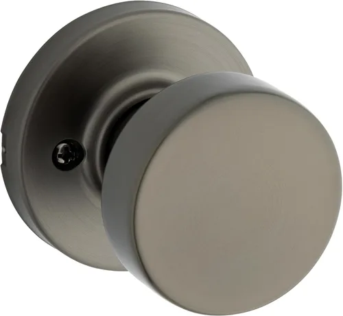 Kwikset Pismo - Pomo de puerta redondo simulado, manija de un solo lado para armarios, puertas dobles francesas y despensa, pomo de puerta interior