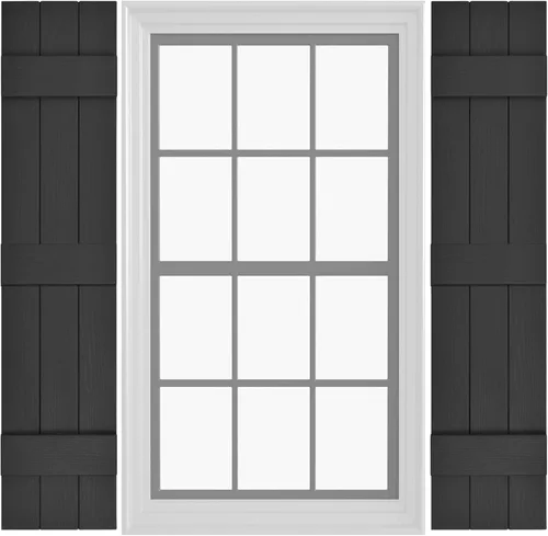 Miniatura 35 de Persianas de Vinilo Board & Batten (1 Par) 11"x31" (3-Tableros) - Negro Cosmos/Pintable Persianas Exteriores para Ventanas Incluye Herrajes