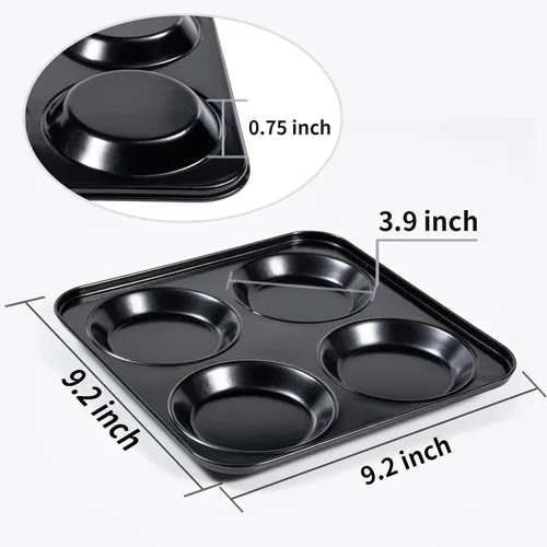 Miniatura 4 de Yomvzake Yorkshire - Molde para pudín, moldes para magdalenas de 4 pulgadas, paquete de 2 moldes antiadherentes para hamburguesas Whoopie, moldes
