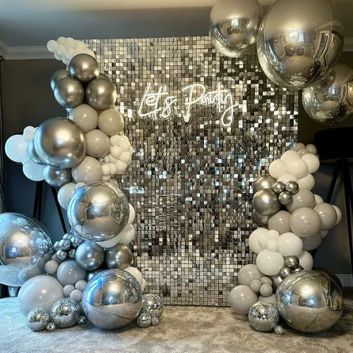 Miniatura 7 de Paneles de fondo de pared con brillo plateado de 3 pies x 4 pies con lentejuelas brillantes de discoteca, fondo de fotos para fiestas, bodas