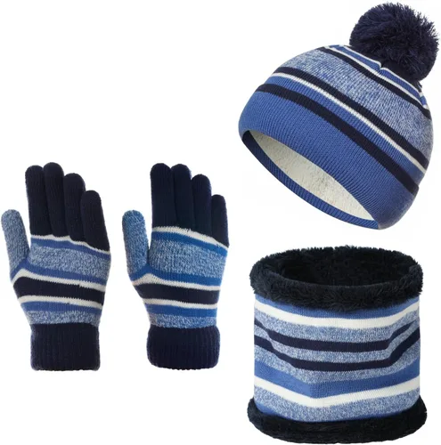 Miniatura 8 de Azarxis Gorro de niños con pasamontañas de forro polar para esquí, máscara facial de invierno, gorro ajustable con calentador doble para el cuello