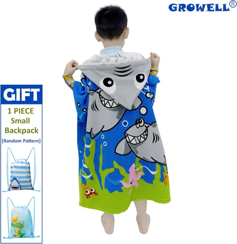 Miniatura 2 de growell Toallas de playa con capucha para niños - Toalla de baño para niños pequeños niñas niños, cubiertas de natación para niños de 4 a 10 años