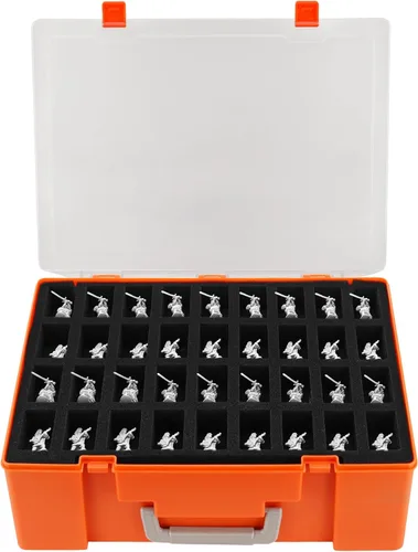 Miniatura 8 de Funda de Transporte Resistente para Figuras en Miniatura con 108 Ranuras - Estuche de Transporte Compatible con D&D y Más (Transparente)