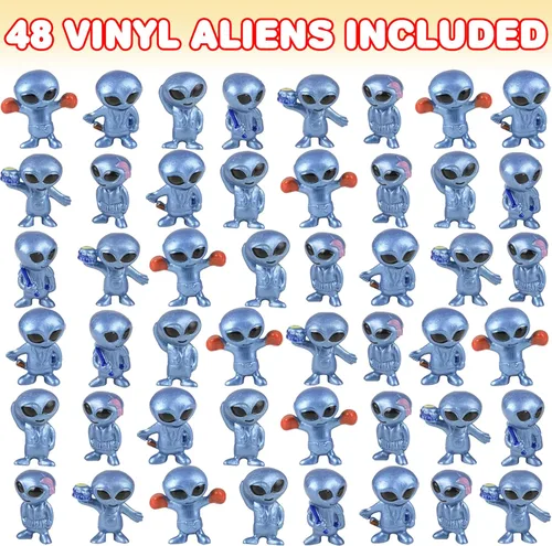 Miniatura 4 de ArtCreativity Figuras de vinilo de alienígena (48 piezas) - Divertidos recuerdos de fiesta espacial, posturas de ovnis surtidas, rellenos de bolsas