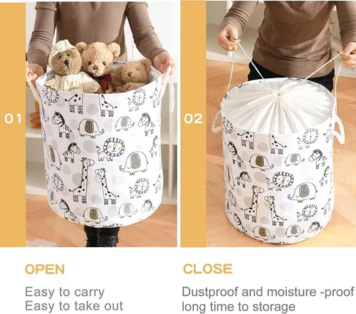 Miniatura 3 de Cesta de Ropa para Niños Extra Grande Cesta de Bebé para Guardería, 58L Cestas para Niños para Guardería Cesta de Almacenamiento de Animales