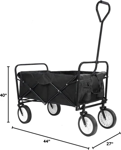 Miniatura 5 de Kaito TC3015 Carro utilitario plegable para exteriores con ruedas de 8 pulgadas y mango acolchado (negro)