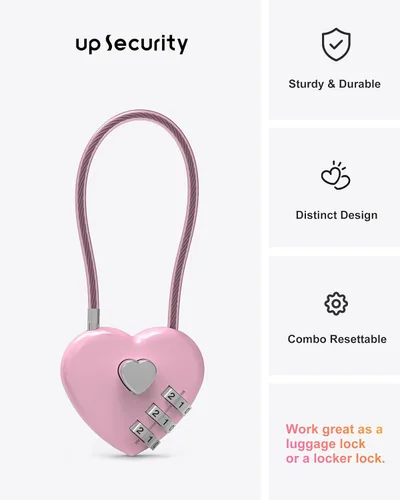 Miniatura 2 de Candado de combinación pequeño para casillero, cerradura de cable con código, combinación de candado rosa, para equipaje, maleta, casillero