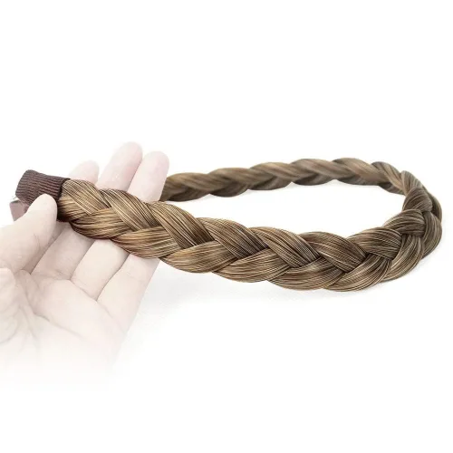 Miniatura 3 de Diadema clásica de cabello sintético trenzado, trenzas gruesas y anchas, extensión de cabello con elástico para mujeres y niñas, accesorio