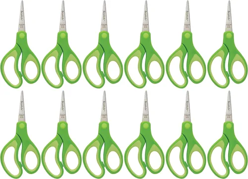 Miniatura 2 de Scotch Tijeras puntiagudas suaves al tacto de 5 pulgadas, paquete de 12 unidades, color verde, paquete de 6