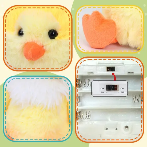 Miniatura 5 de Easfan Pollo parlante repite lo que dices, animal de peluche cantante con alas batientes, juguete de peluche interactivo, divertido juguete animado