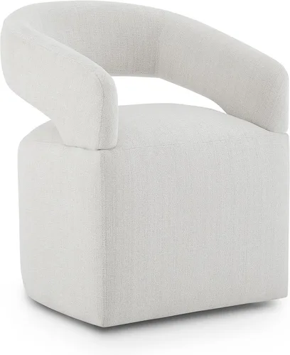 Miniatura 18 de KISLOT Juego de 1 sillas de comedor tapizadas, modernas sillas de comedor con ruedas ocultas, sillas de cocina con brazo con tela de aspecto