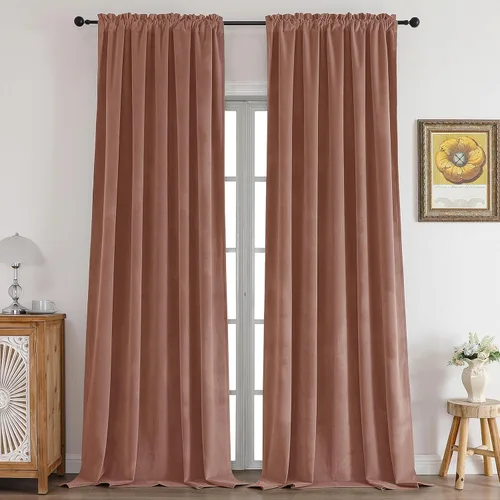 Miniatura 11 de CUCRAF Cortinas opacas de terciopelo negro de 63 pulgadas de largo, con aislamiento térmico, reducción de ruido, bolsillo para barra, cortinas