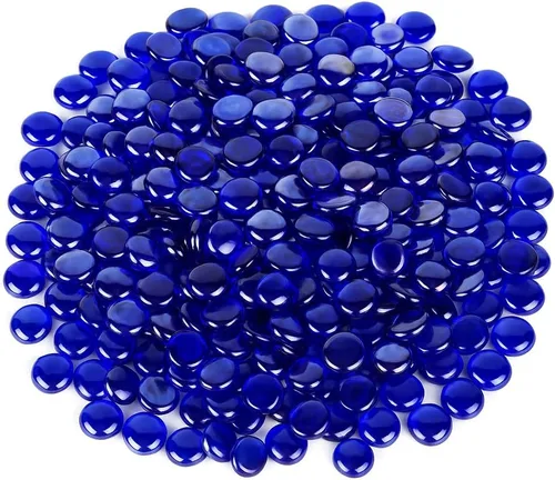 Miniatura 10 de Houseables Cuentas de vidrio para jarrones, canicas para jarrones, canicas de vidrio, relleno, cuentas azules, planas, gemas azules, manualidades