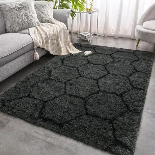 Miniatura 40 de Merelax Alfombra Moderna Suave y Esponjosa Shaggy para Dormitorio Sala de Estar Decoración de Sillas Pequeñas Alfombras Tapetes para Pies Piso, Verde