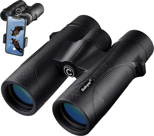 Binoculares para adultos de alta potencia: 12x42 HD Zoom Binocular para observación de aves Caza - Potentes prismáticos ligeros impermeables con