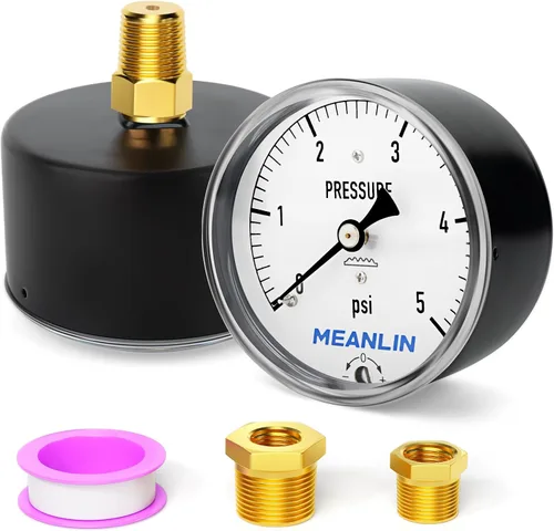 Miniatura 10 de MEANLIN MEASURE Manómetro de baja presión tipo cápsula de diafragma H2O de 0-15 pulgadas NPT de 2-1/3 pulgadas, esfera de cara ajustable, con 1/2