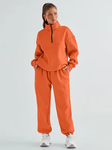 Miniatura 5 de AUTOMET Womens 2 Piece Outfits Long Sleeve Sweatsuits Sets Half Zip Sweatshirts with Joggers Sweatpants