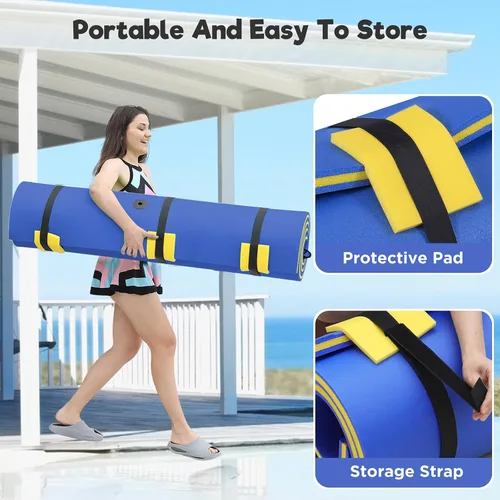 Miniatura 6 de WARMOUNTS Lily Pad Floating Mat, 7/8/9/13/15.5 FT Floating Mat, 3-Layer Tear-Resistant XPE Foam Floating Water Mat with 16.4' Elastic Bungee Tethers