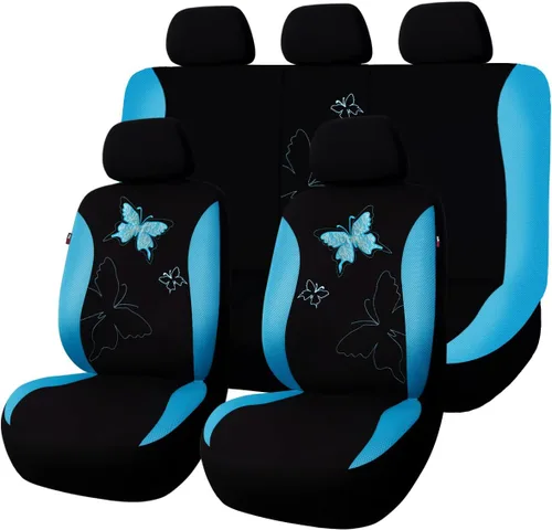 Miniatura 14 de Flying Banner - Juego completo de fundas para asiento de automóvil Butterfly, estilo universal de moda para mujer, para banco trasero (divisible)