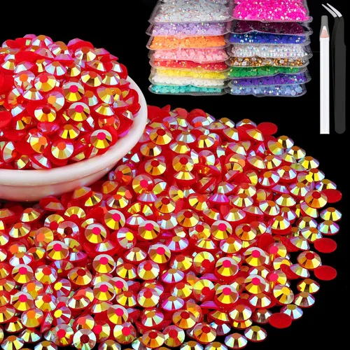 Miniatura 23 de 15000 diamantes de imitación de resina de 0.079 pulgadas a granel, diamantes de imitación de gelatina redondos negros con parte trasera plana, gemas