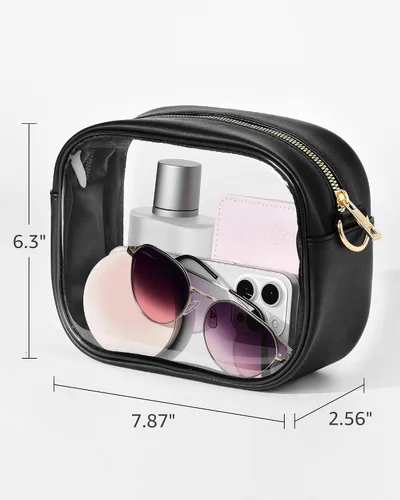 Miniatura 4 de Bulado Bolsa transparente para eventos de estadio, monederos transparentes para mujeres con correa ajustable, bolsa cruzada para fanáticos