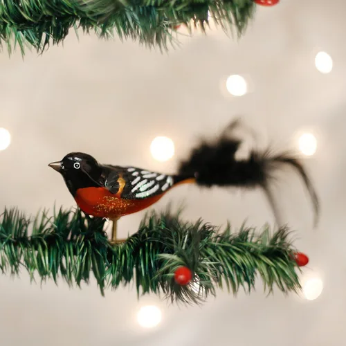 Miniatura 2 de Old World Christmas Baltimore Oriole - Adorno de vidrio soplado para árbol de Navidad, decoración navideña artesanal, colección de clips