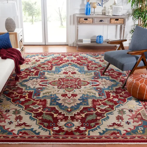 Miniatura 8 de SAFAVIEH Kashan Collection - Alfombra de área de 2 x 3 pies, color rojo y beige, diseño oriental tradicional, no desprende pelusa y de fácil