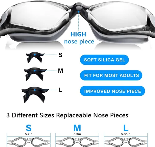 Miniatura 2 de Keary Paquete de 2 gafas de natación antivaho para adultos, jóvenes y niños mayores de 6 años, gafas de triatlón impermeables contra los rayos UV
