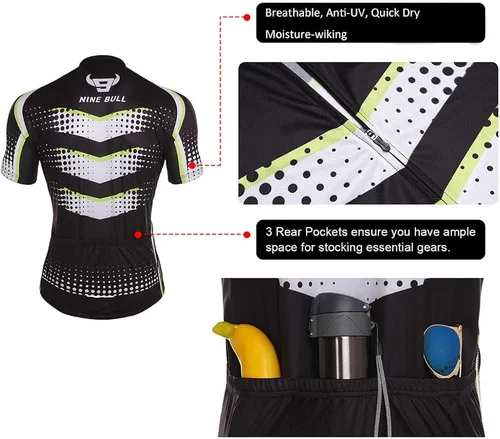 Miniatura 4 de Conjunto de camiseta de ciclismo para hombre camiseta reflectante de secado rápido y pantalones cortos de ciclismo acolchados 3D M