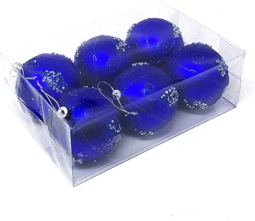 Miniatura 12 de Allgala - Paquete de 6 bolas para decorar el árbol de Navidad, 3" con lujosa decoración con brillantina (negro)