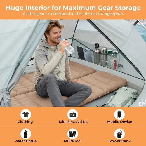 Miniatura 4 de CANTUO 2/3 persona mochilero tienda 4 temporada con huella 20D ultraligero 4.12 libras 157.480 in impermeable y resistente al viento tiendas