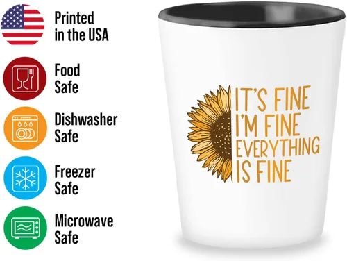 Miniatura 3 de Bubble Hugs Vaso de chupito motivacional de 1.5 onzas – It's Fine I'm Fine Everything – Apreciación motivacional, refranes inspiradores, regalo
