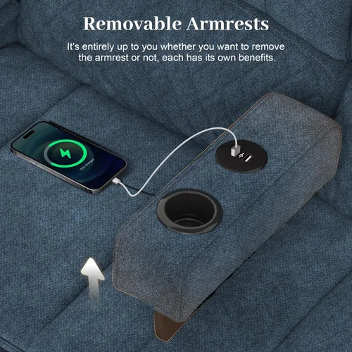 Miniatura 5 de Yolsali Sofá reclinable, sofá reclinable manual de 3 plazas con cojín de 2 niveles, sofás reclinables para sala de estar con consola removible